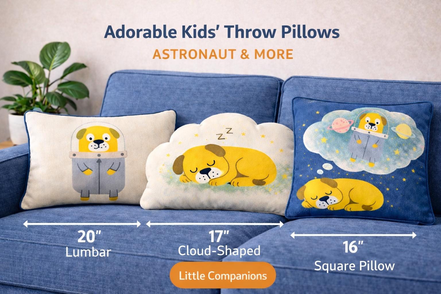 Handmade Space Pup Pillow Set – Astronaut Dog Nursery Decor