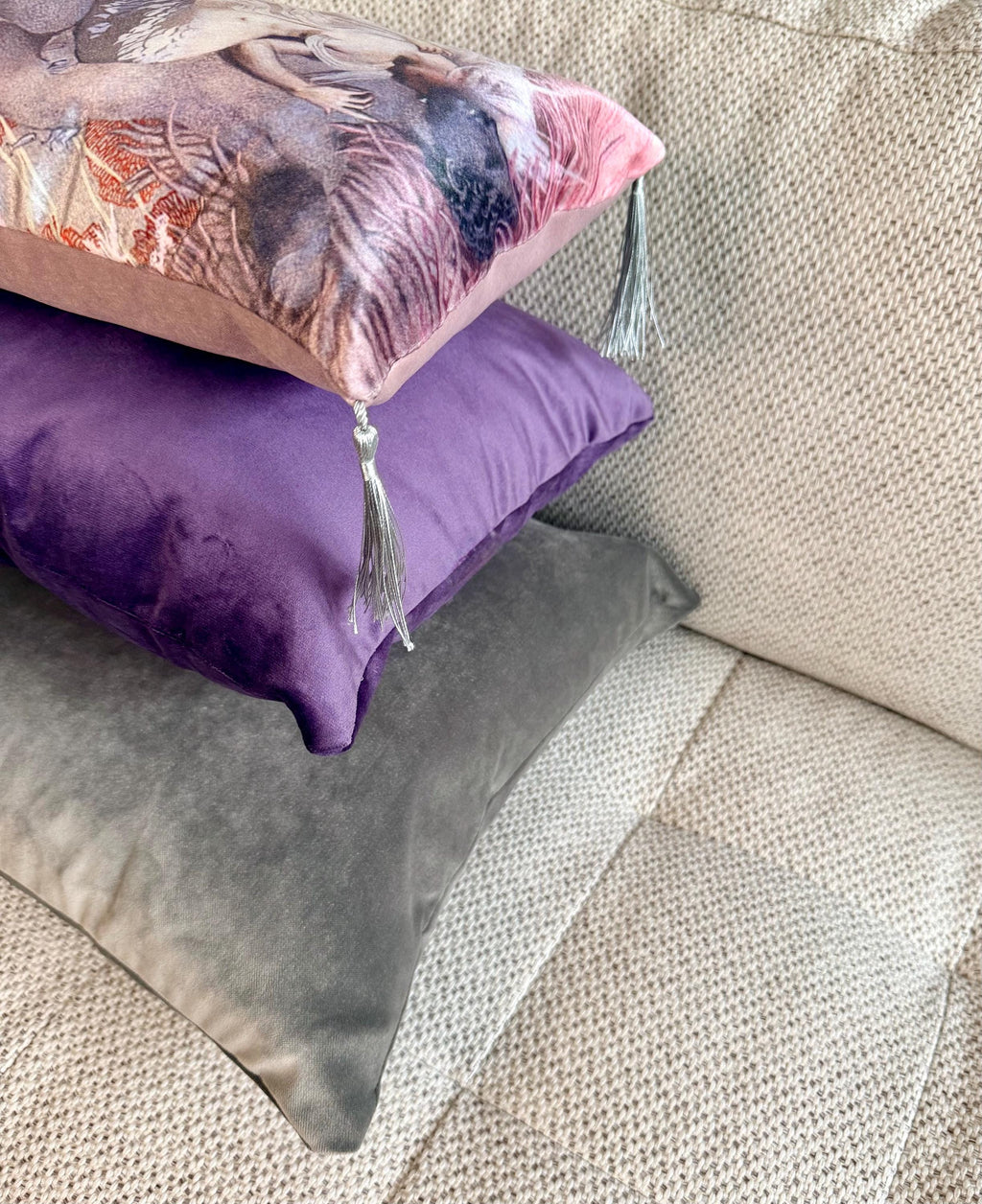 Mermaid Velvet Pillow Set | 3 Decorative Cushions | Fantasy Accent Pillows for Sofa or Bed