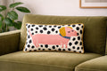 Dachshund Pillow • Plush Sausage Dog Cushion, Dalmatian Print