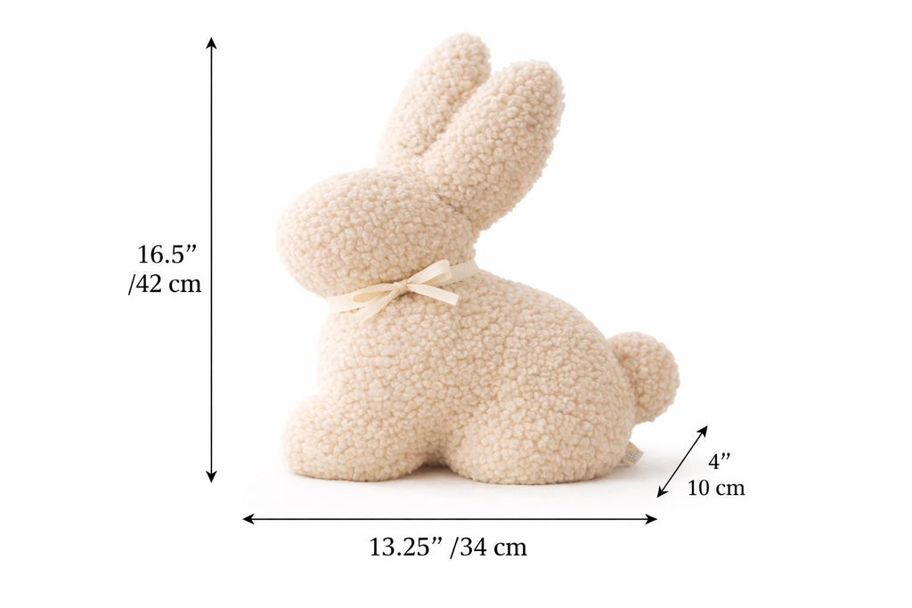 Bouclé Bunny Pillow – Handmade Nursery Decor, Soft Plush Bunny Cushion, Neutral Baby Room Accent