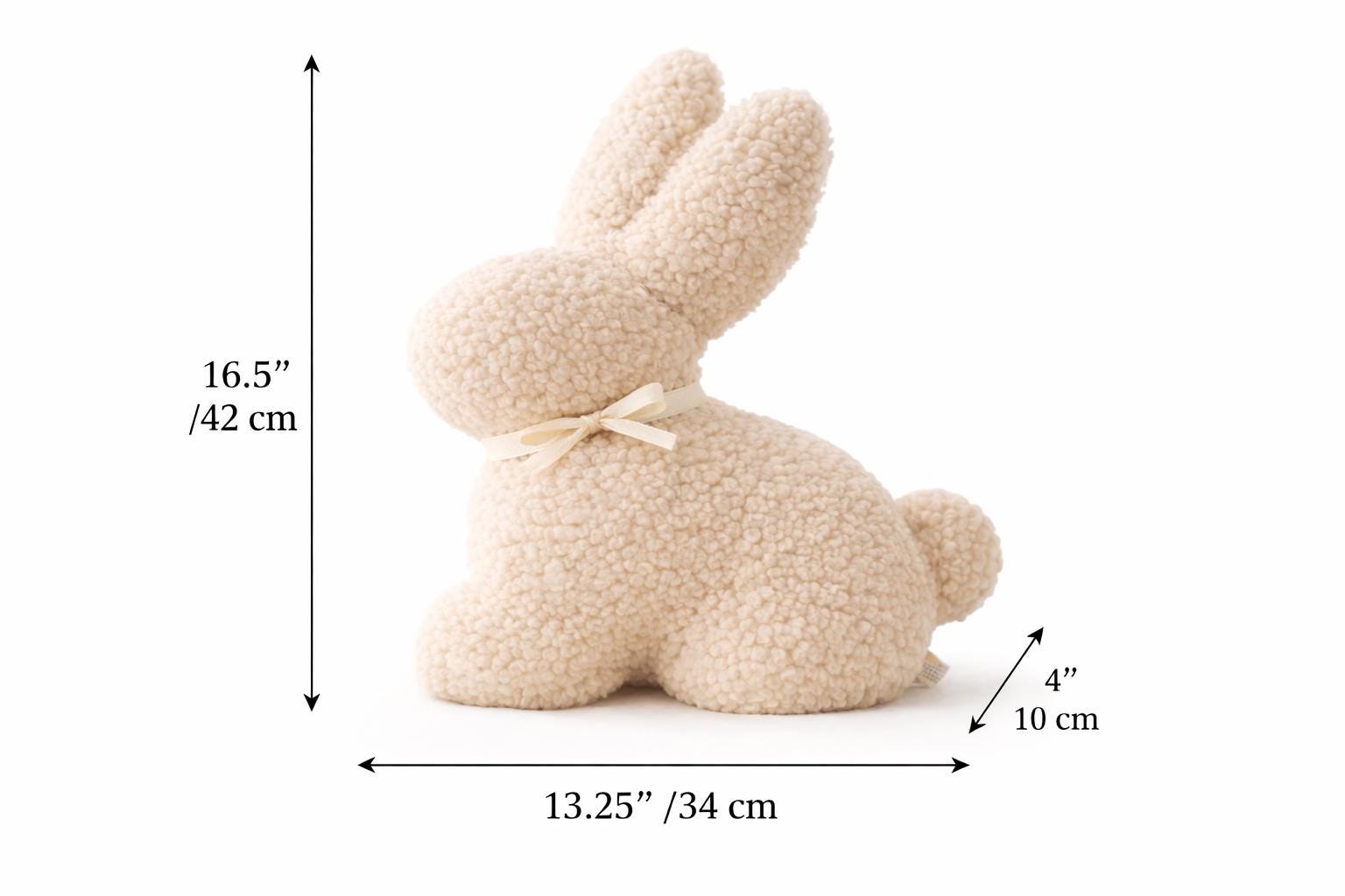 Bouclé Bunny Pillow – Handmade Nursery Decor, Soft Plush Bunny Cushion, Neutral Baby Room Accent