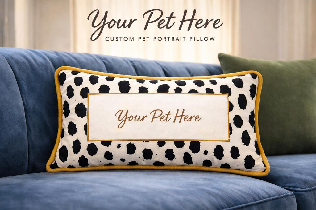 Custom Pet Portrait Pillow – Handmade Illustrated Dog Cushion