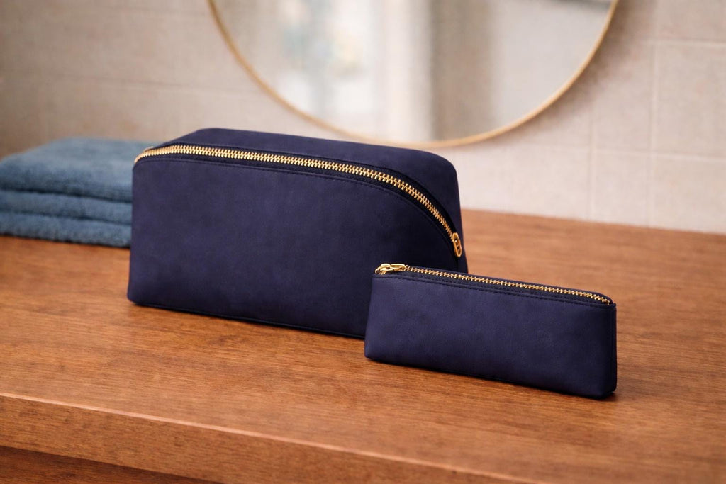 Dachshund Print Travel Bag Set • Vegan Leather Toiletry Bags