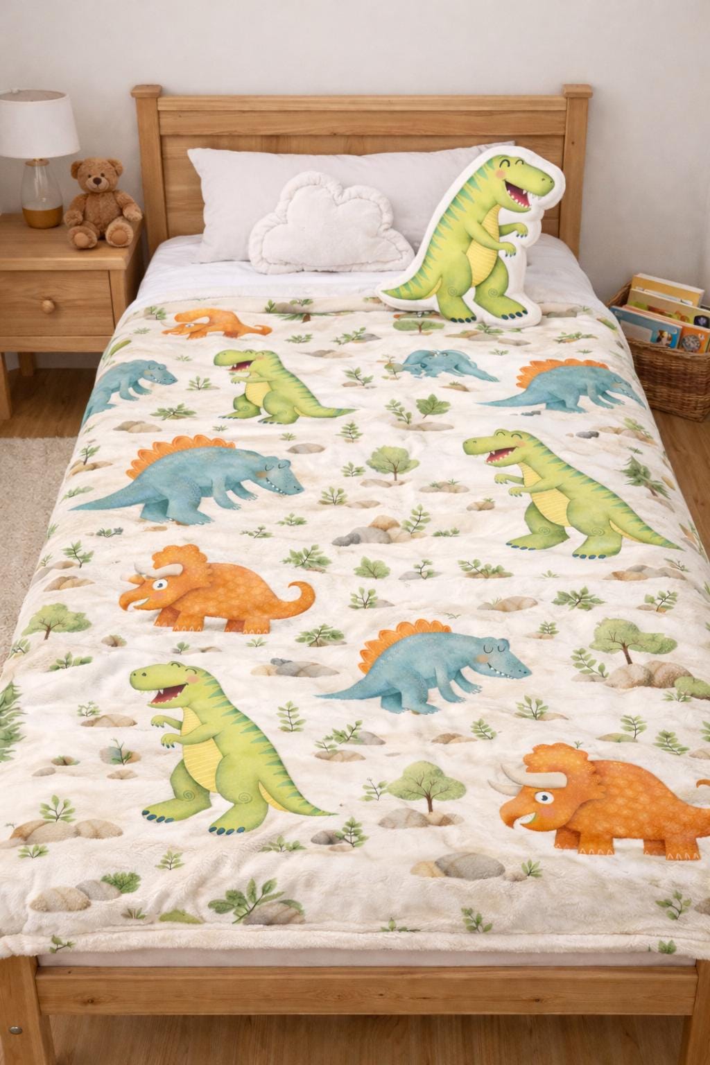 Dinosaur Pillow and Blanket Set, Little Companions Soft Comfort for Kids