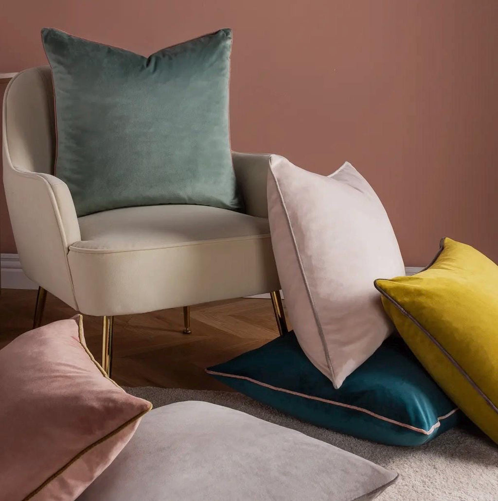 Meridian Velvet Cushion Teal/Blush