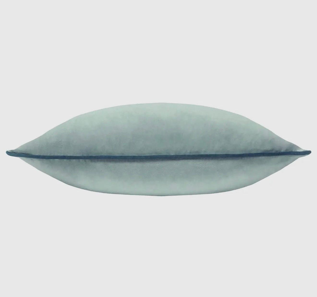 Teal Velvet Throw Pillow – Modern Cushion with Contrast Piping