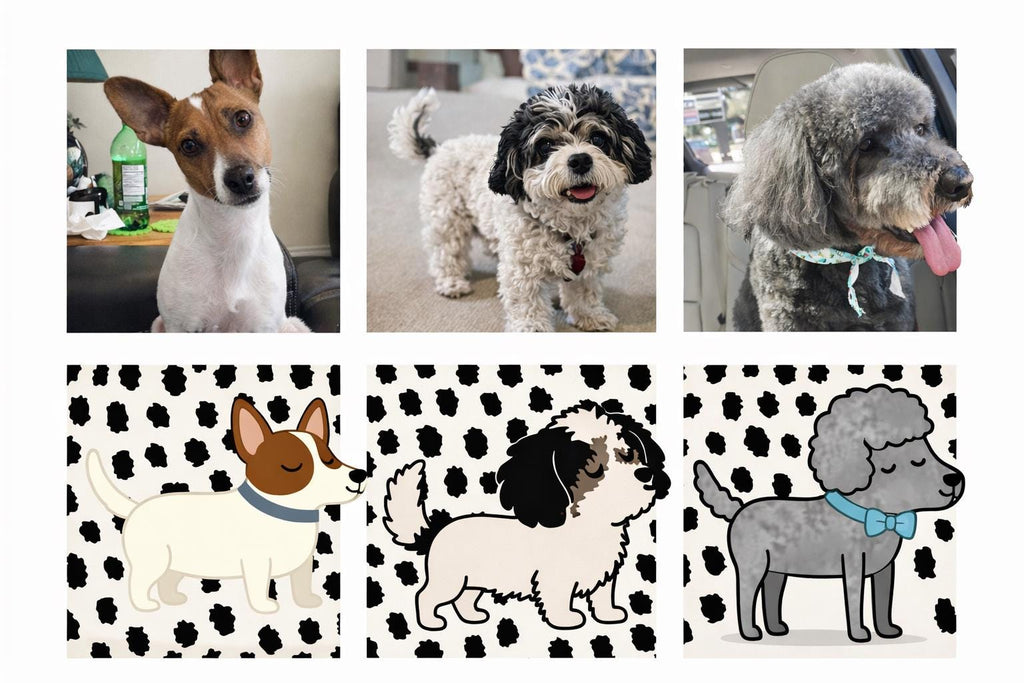 Custom Pet Portrait Pillow – Handmade Illustrated Dog Cushion