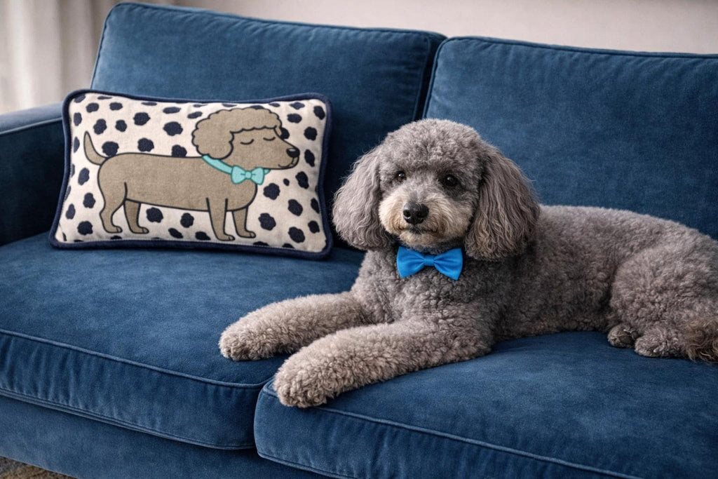 Custom Pet Portrait Pillow – Handmade Illustrated Dog Cushion