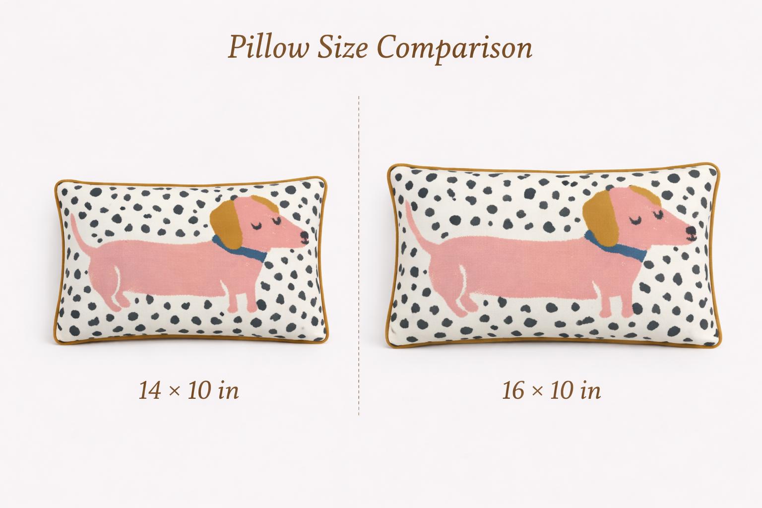 Dachshund Pillow • Plush Sausage Dog Cushion, Dalmatian Print