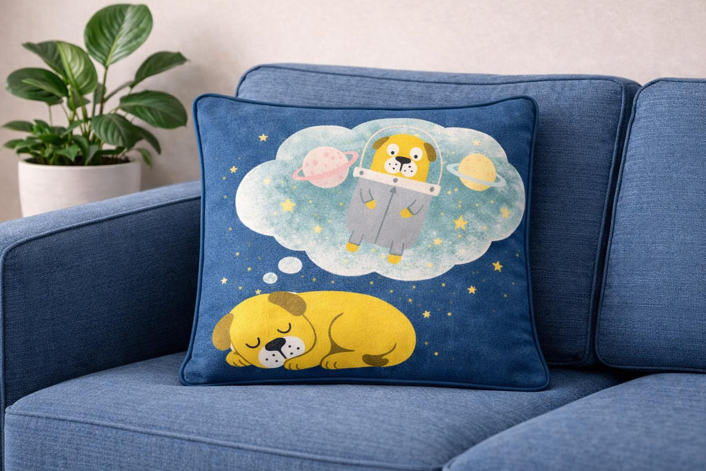 Handmade Space Pup Pillow Set – Astronaut Dog Nursery Decor