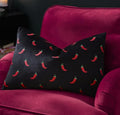 Velvet Chili Pepper Velvet Pillow – Black Boho Accent Cushion
