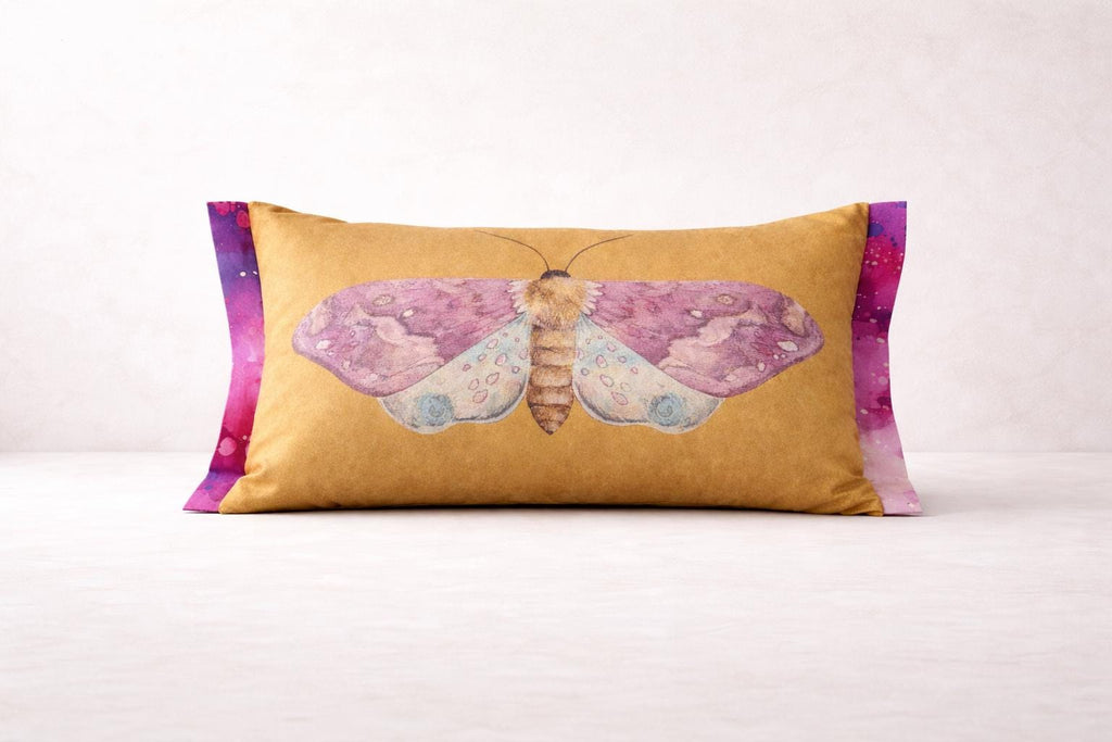 Aurora Moth Pillow Cover: Gold Velvet, Boho Home Decor
