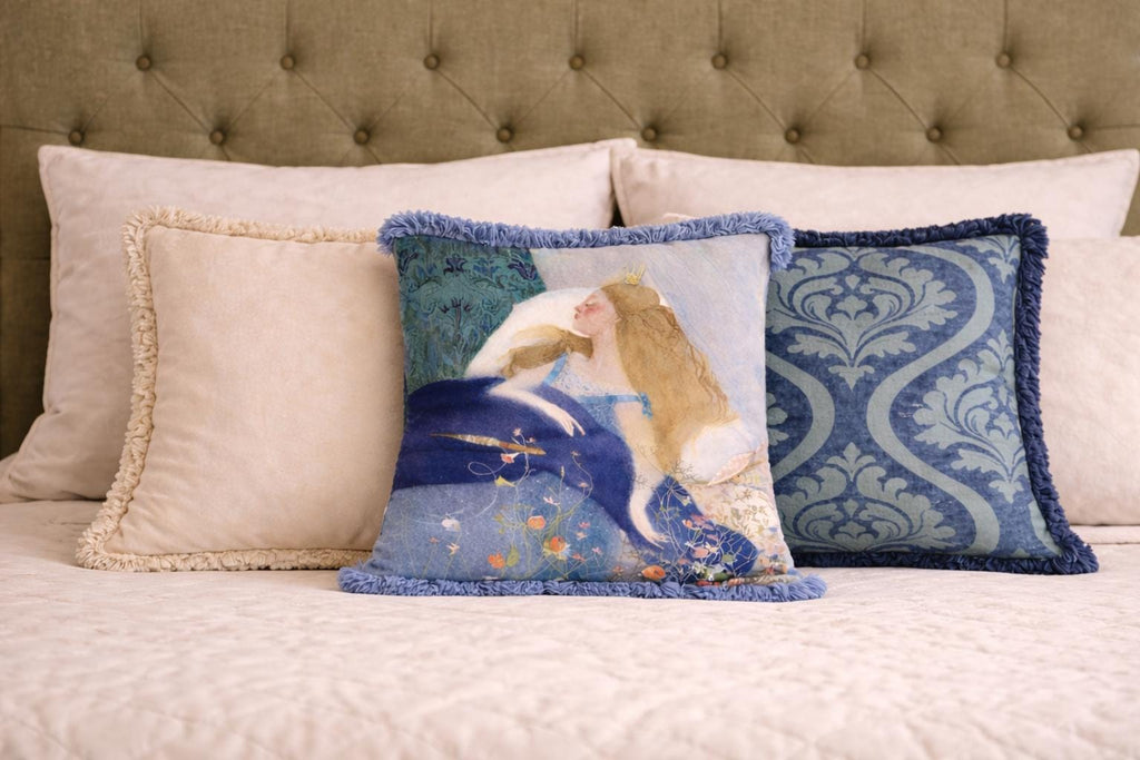 Sleeping Beauty Pillow Set – Velvet, Damask & Fringe, Fairytale Decor