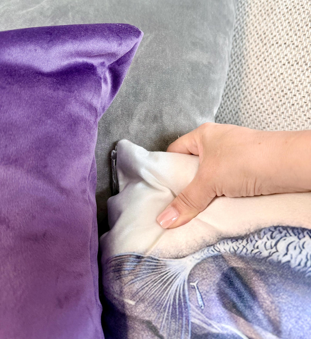 Mermaid Velvet Pillow Set | 3 Decorative Cushions | Fantasy Accent Pillows for Sofa or Bed