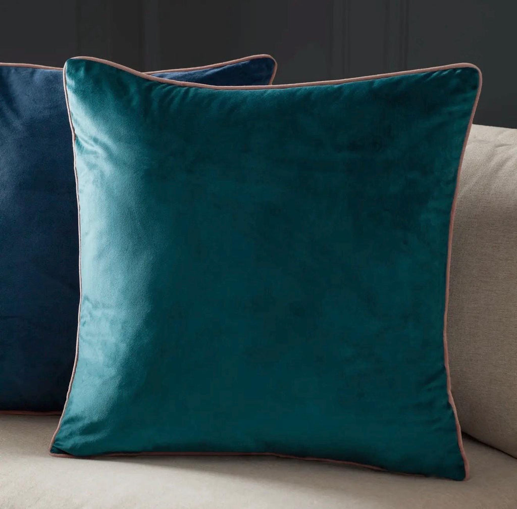Meridian Velvet Cushion Teal/Blush