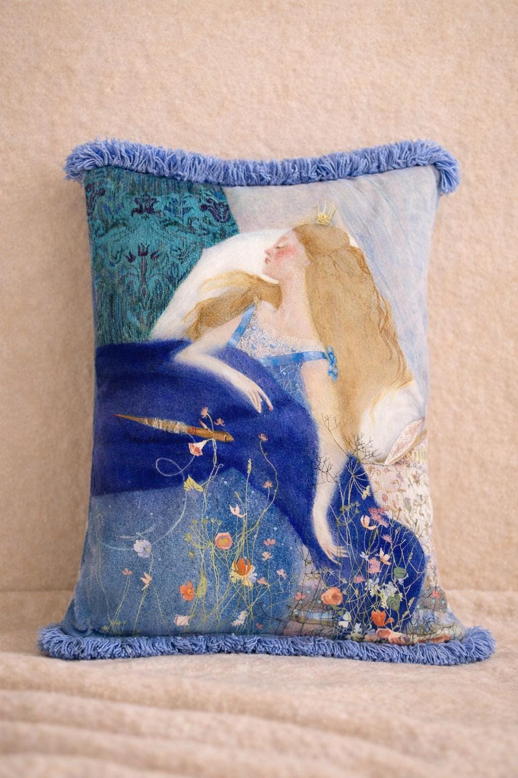 Sleeping Beauty Pillow Set – Velvet, Damask & Fringe, Fairytale Decor