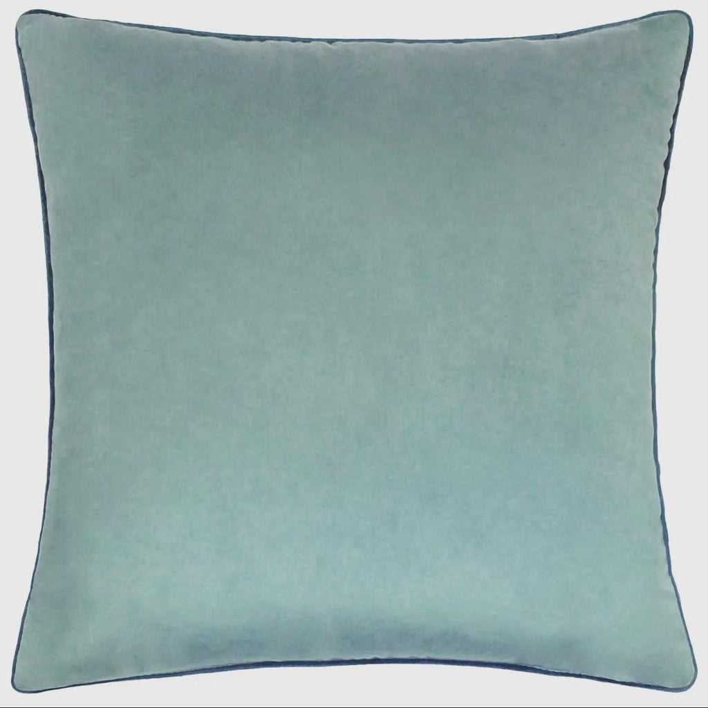 Teal Velvet Throw Pillow – Modern Cushion with Contrast Piping