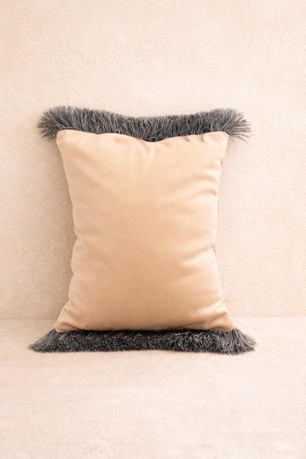 Beauty and the Beast Velvet Pillow Cover – Vintage Storybook Cushion with Fringe
