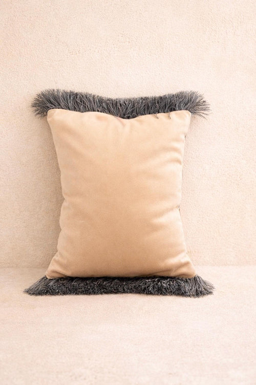 Beauty and the Beast Velvet Pillow Cover – Vintage Storybook Cushion with Fringe
