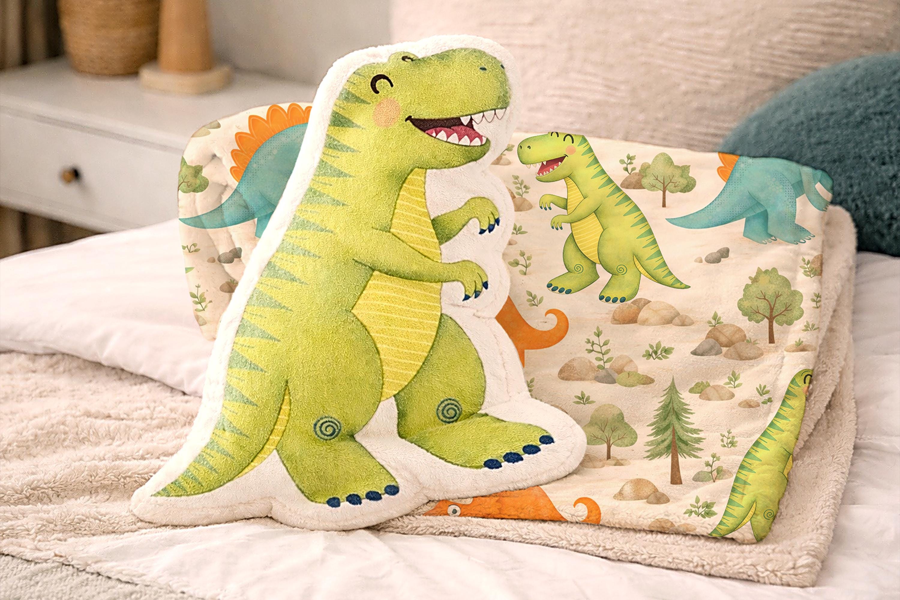 Dinosaur Pillow and Blanket Set, Little Companions Soft Comfort for Kids