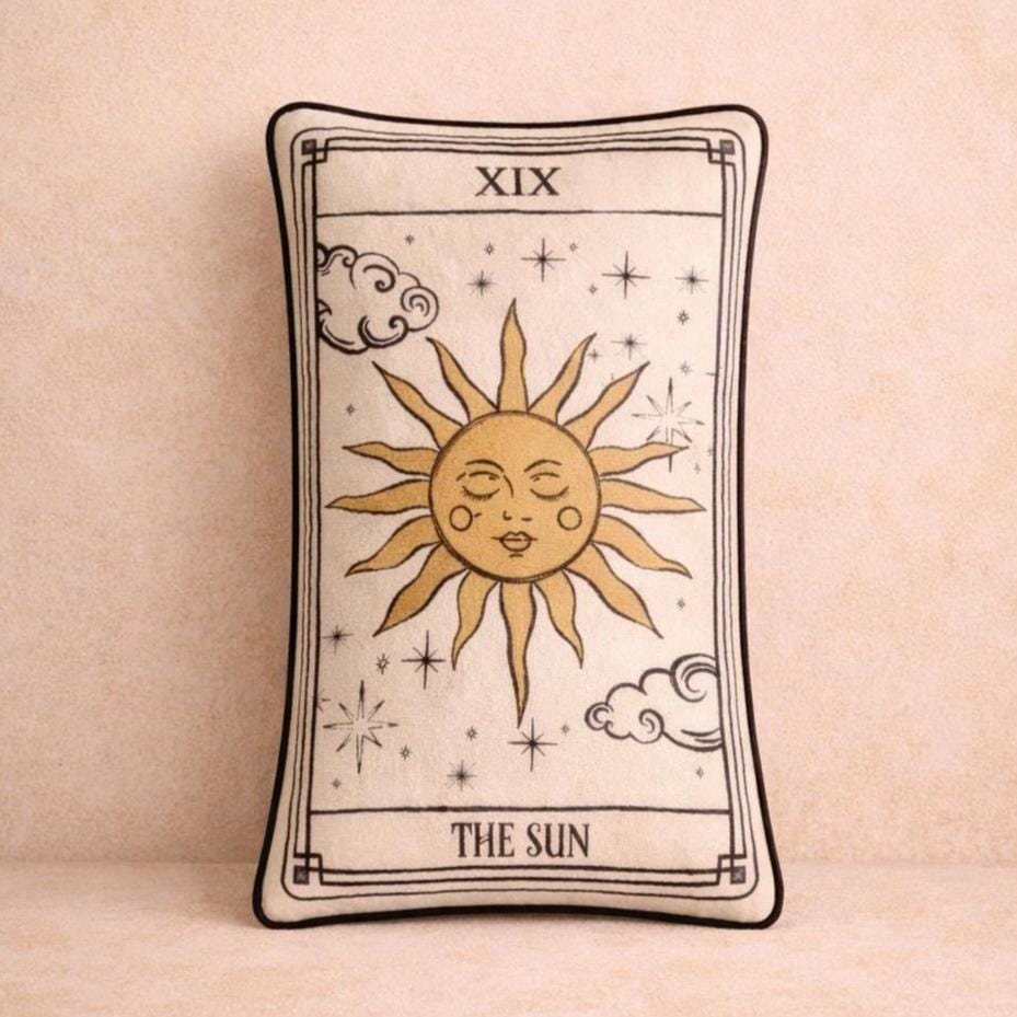 Sun Tarot Pillow Cover – Celestial Home Decor – Mystic Throw Pillow – Witchy Decor – Astrology Cushion
