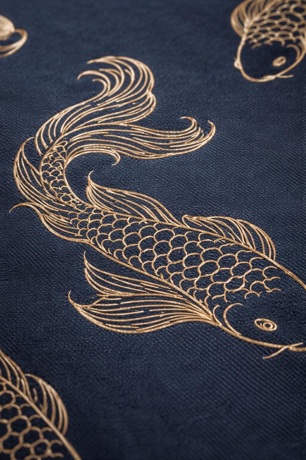 Japanese Koi Fish Fabric Sewing Panel – DIY Cushion Cover Textile