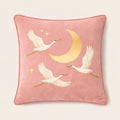 Velvet Crane Pillow Cover |Bird Cushion, Crescent Moon Throw Pillow