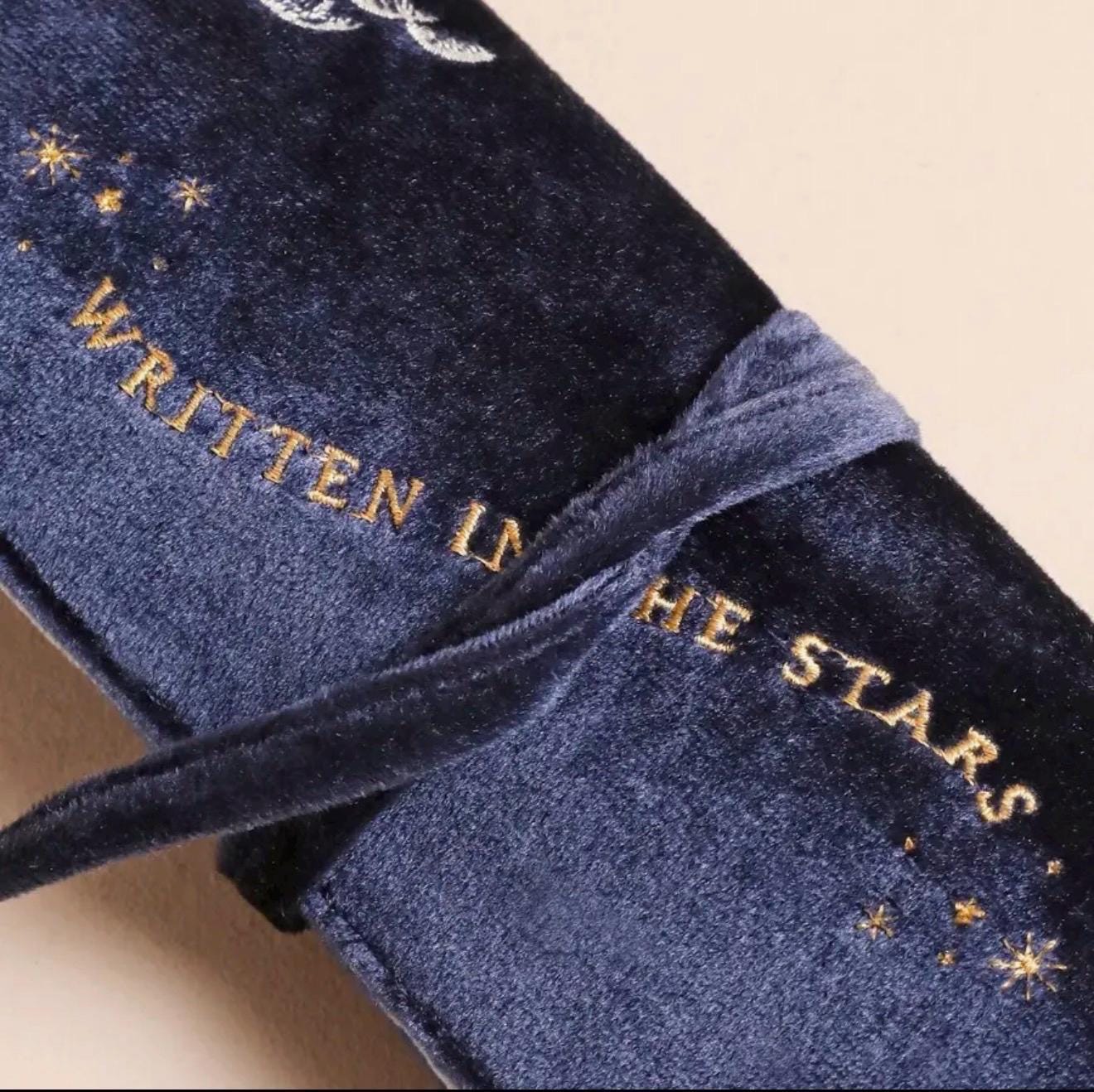 Celestial Velvet Jewelry Roll – Embroidered Stars, Astrology Travel Organizer