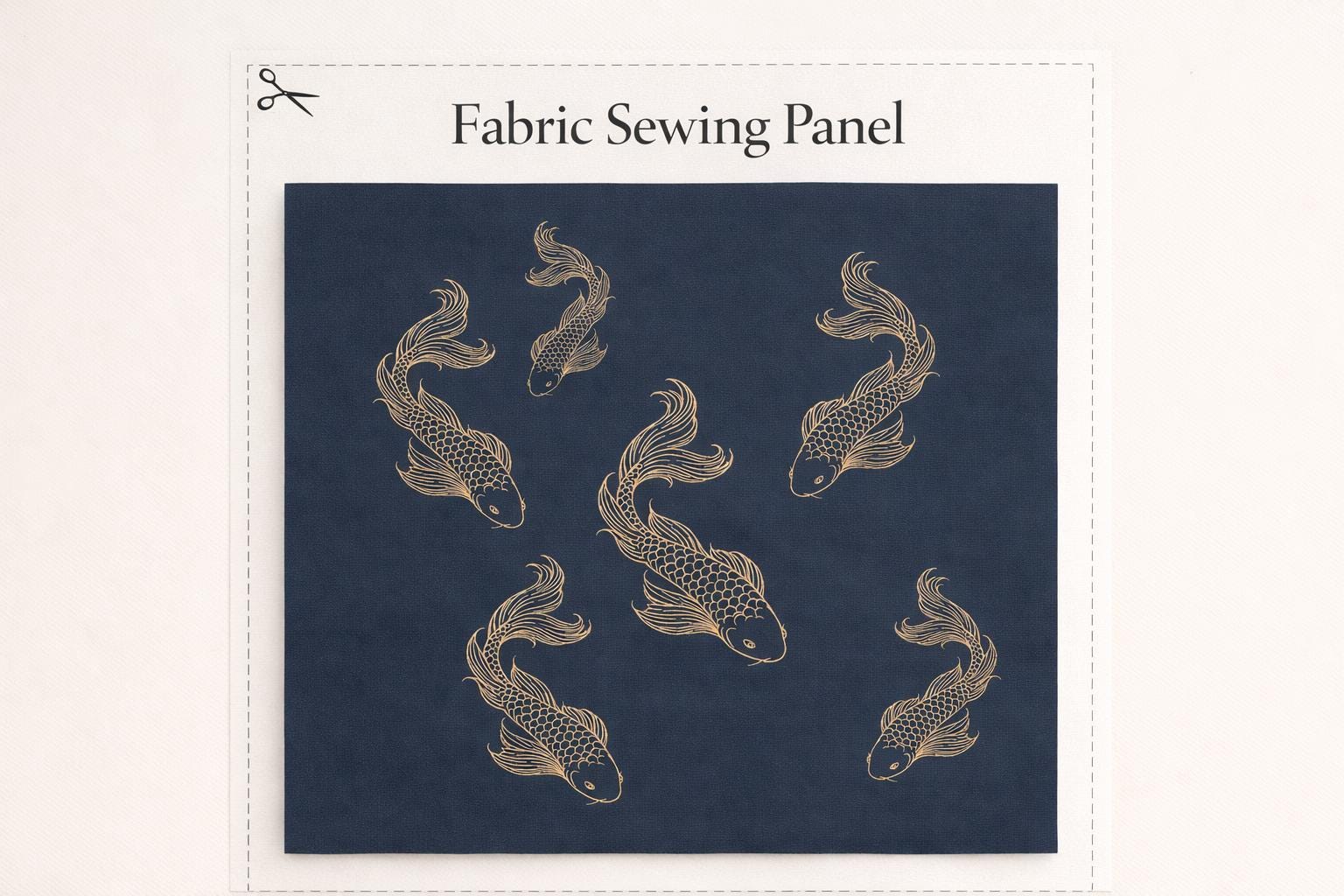 Japanese Koi Fish Fabric Sewing Panel – DIY Cushion Cover Textile
