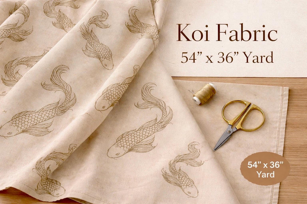 Navy Gold Koi Fish Upholstery Fabric by the Yard, Designer Home Decor Textile