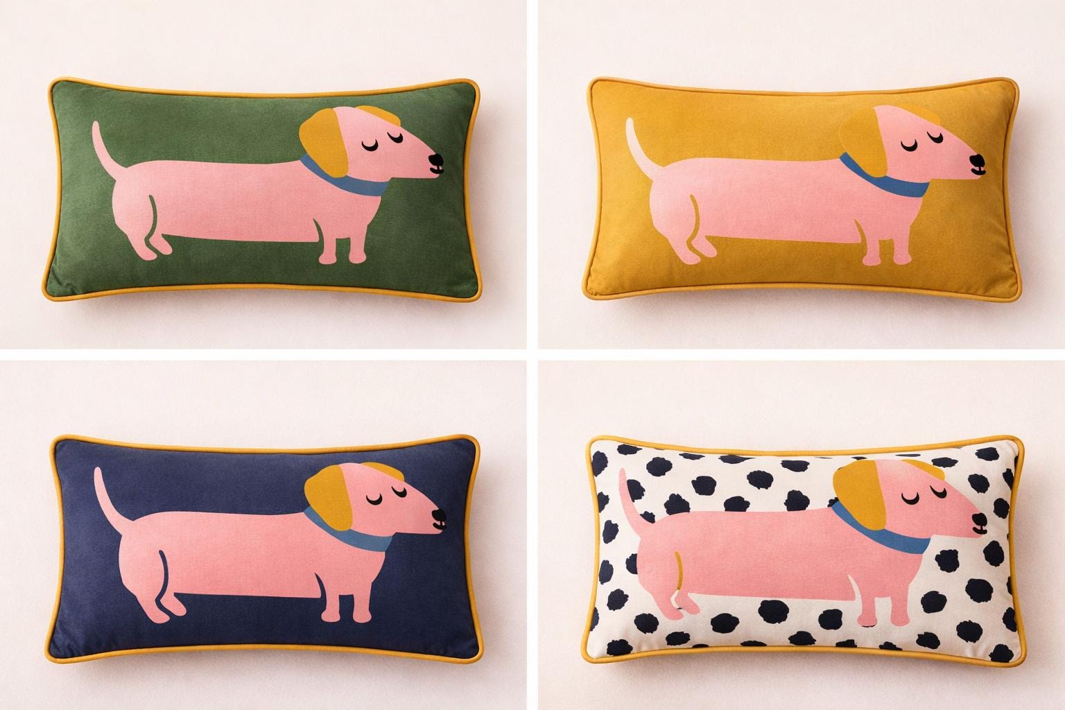 Dachshund Velvet Lumbar Pillow Cover, Modern Dog Illustration Home Decor