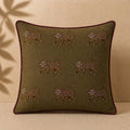 Olive Jaguar Velvet Pillow Cover, Wine Piping Decorative Cushion, 18x18