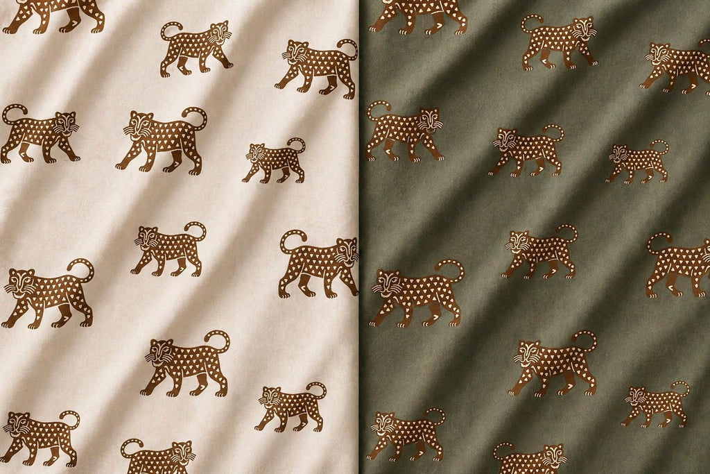 Cream Jaguar Print Fabric by the Yard, Upholstery Home Decor Textile