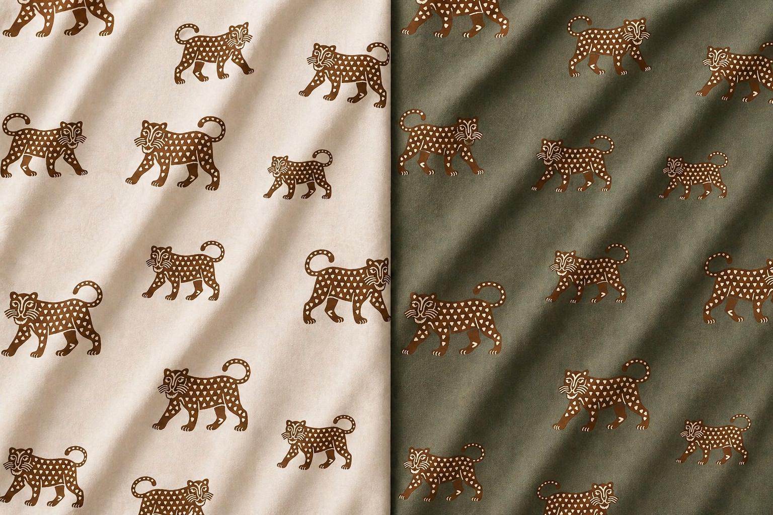 Cream Jaguar Print Fabric by the Yard, Upholstery Home Decor Textile