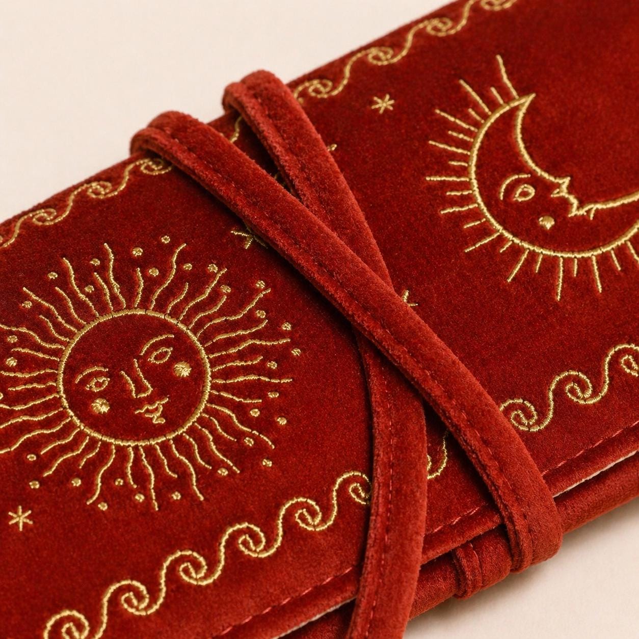 Sun and  Moon velvet Jewellery Roll