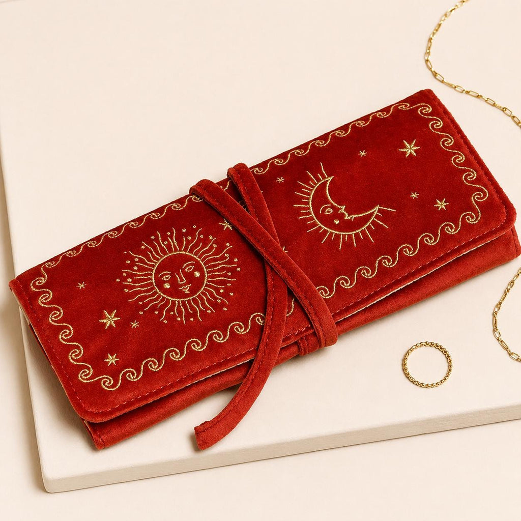 Sun and  Moon velvet Jewellery Roll