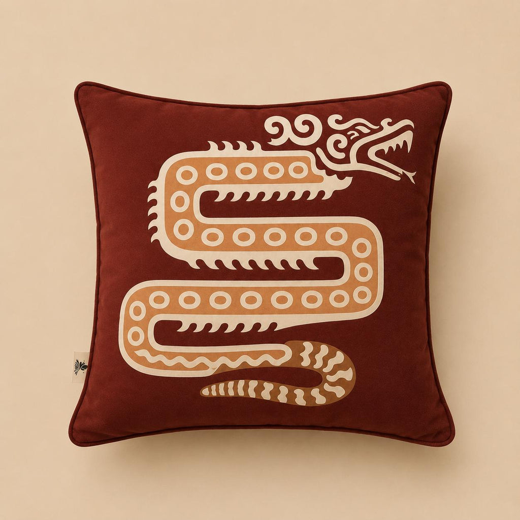 Velvet Snake Pillow Cover | Serpent Decorative Cushion | Boho Nature Statement Sofa Pillow